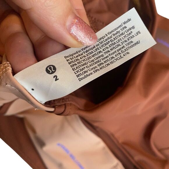 Lululemon 2 Hike To Swim Crop Top Sports Bra‎ Brown Tan Gorpcore Athletic New - Picture 6 of 7